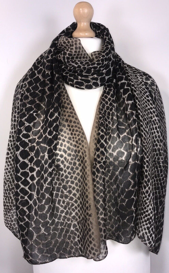 Snake Skin Print Scarf - Mocha