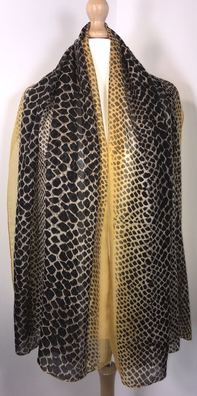 Snake Skin Print Scarf - Chocolate/Mustard