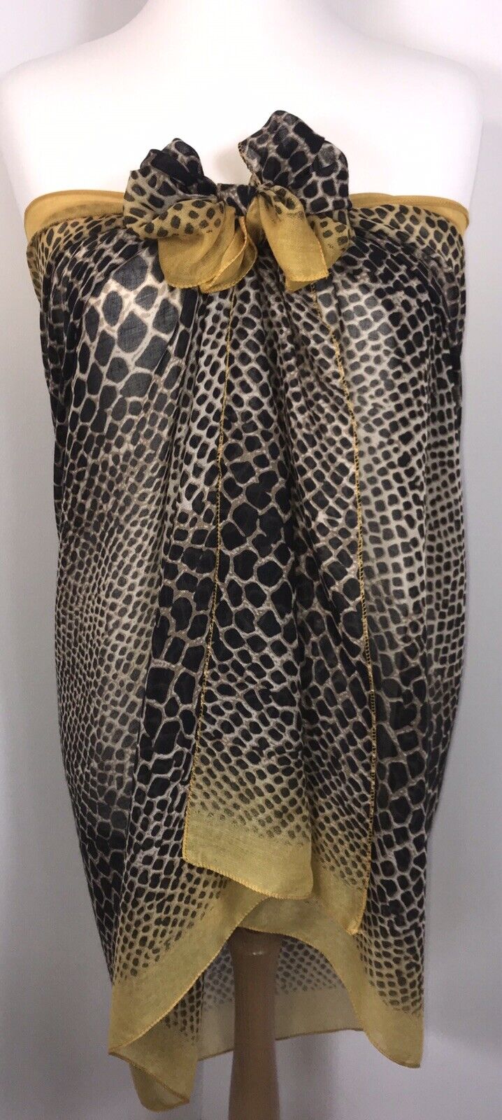 Snake Skin Print Scarf - Chocolate/Mustard