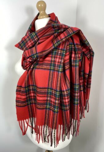 Cashmere Fringed Scarf/Pashmina - Red