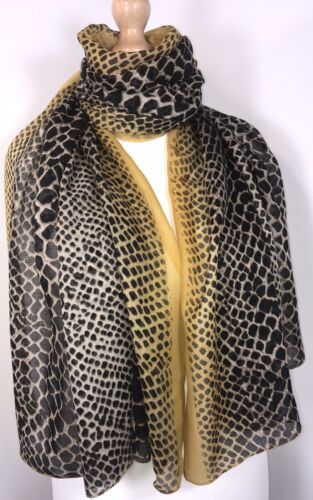 Snake Skin Print Scarf - Chocolate/Mustard