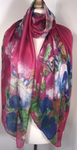 Silky Floral Scarf - Pink